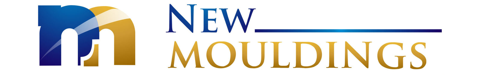 Logo of New Mouldings with a stylized 'M' in blue and gold on a white background.