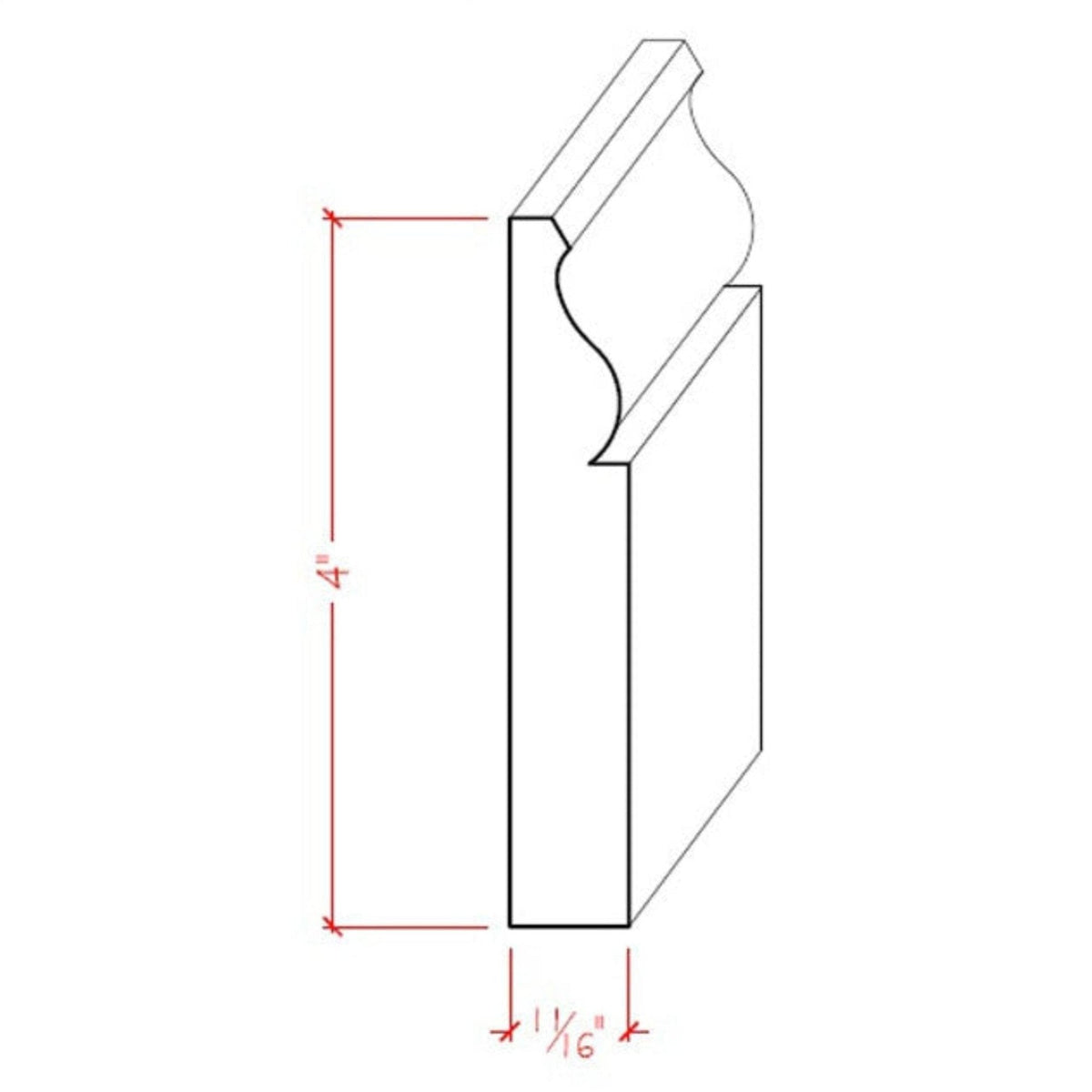 Colonial Baseboard Trim EWBB11 Line Drawing