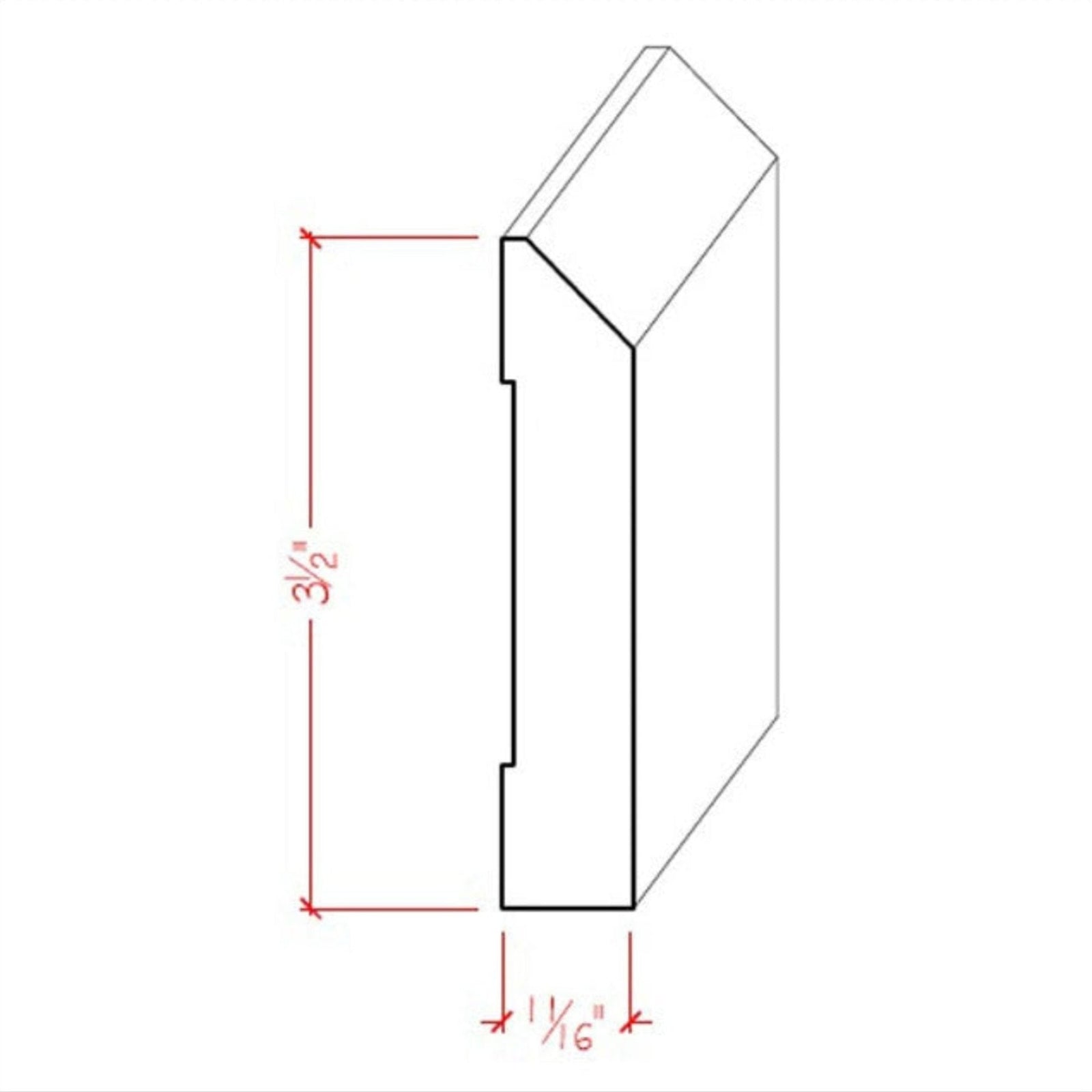 Poplar Beveled Edge Baseboard Trim EWBB14-P