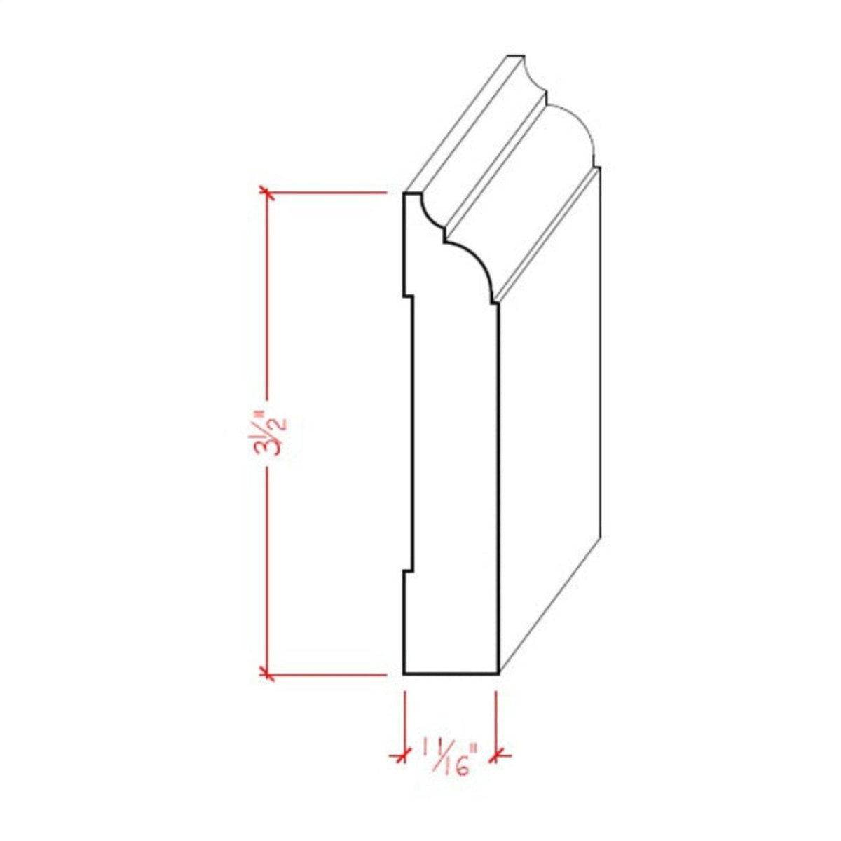 Baseboard Trim EWBB22 Line Drawing