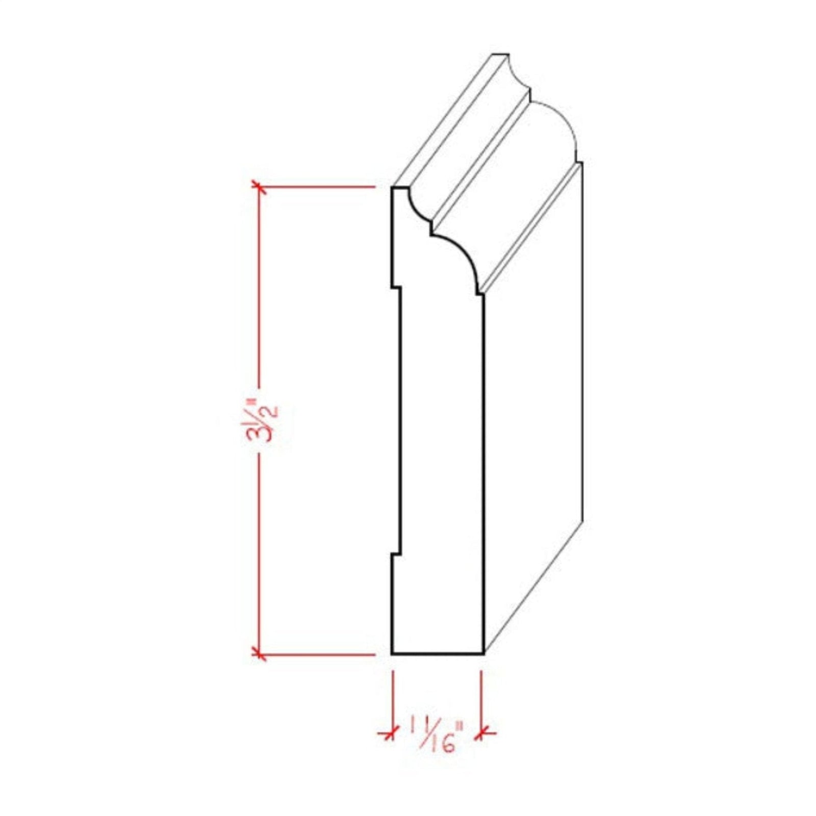 Poplar Nose and Cove Baseboard Trim Moulding EWBB22-P