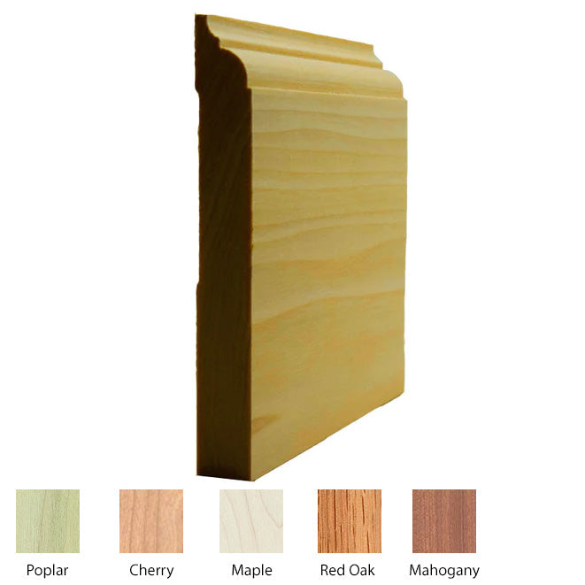 EWBB23 Nose and Cove 5-1/4 inch Tall Baseboard Moulding