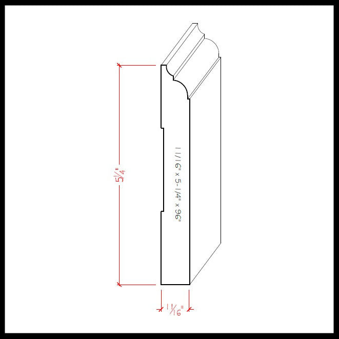 Nose and Cove Baseboard Trim EWBB23 Line Drawing