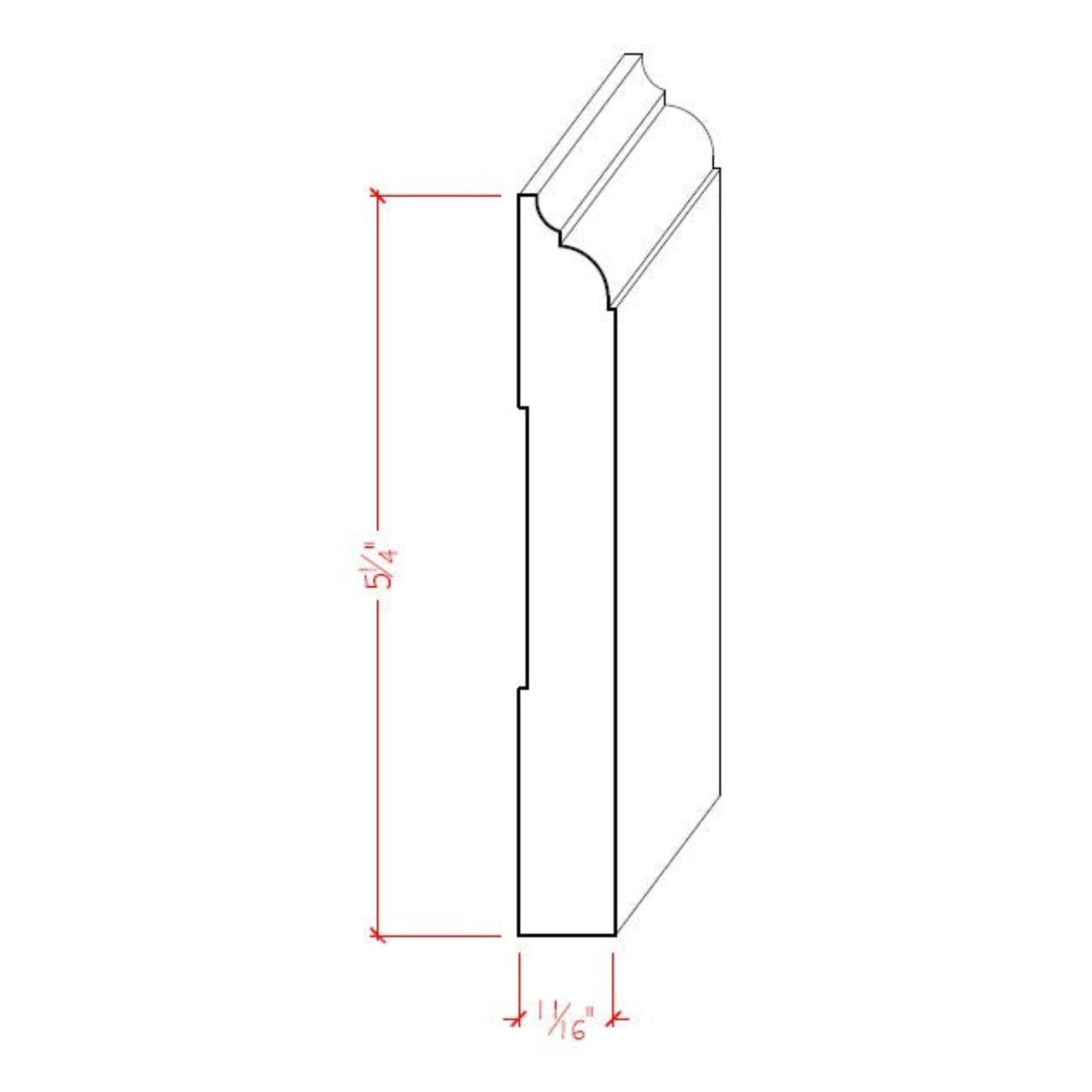 Poplar Nose and Cove Baseboard Trim Moulding EWBB23-P