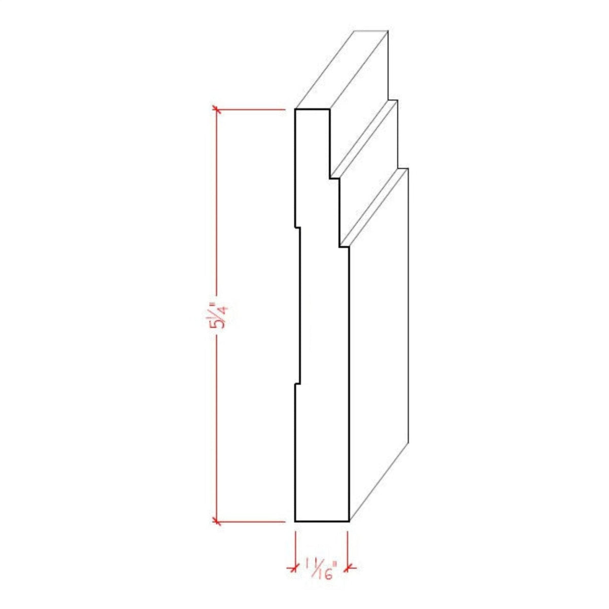 Contemporary Baseboard Trim EWBB29 Line Drawing