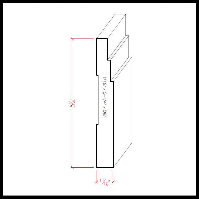 Contemporary Baseboard Trim EWBB29 Line Drawing