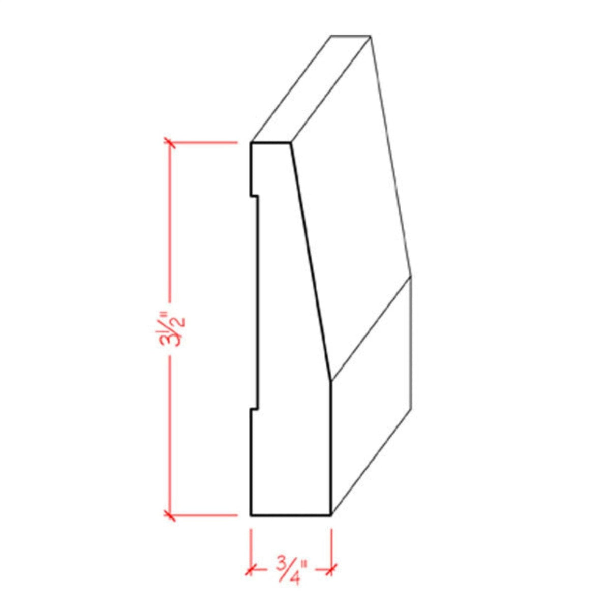 Beveled Baseboard Trim EWBB32 Line Drawing