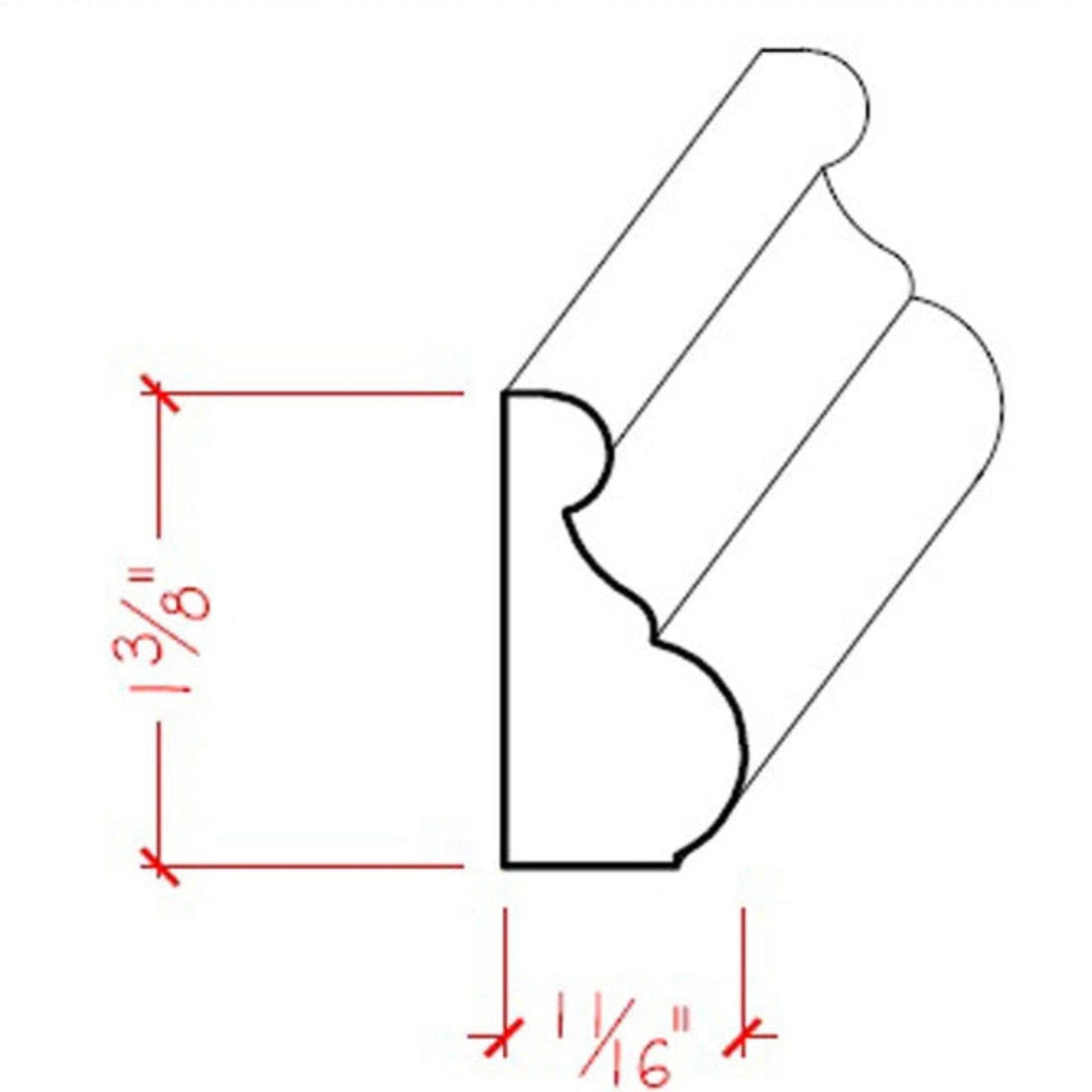 Poplar Base Cap Trim Molding EWBC13-P