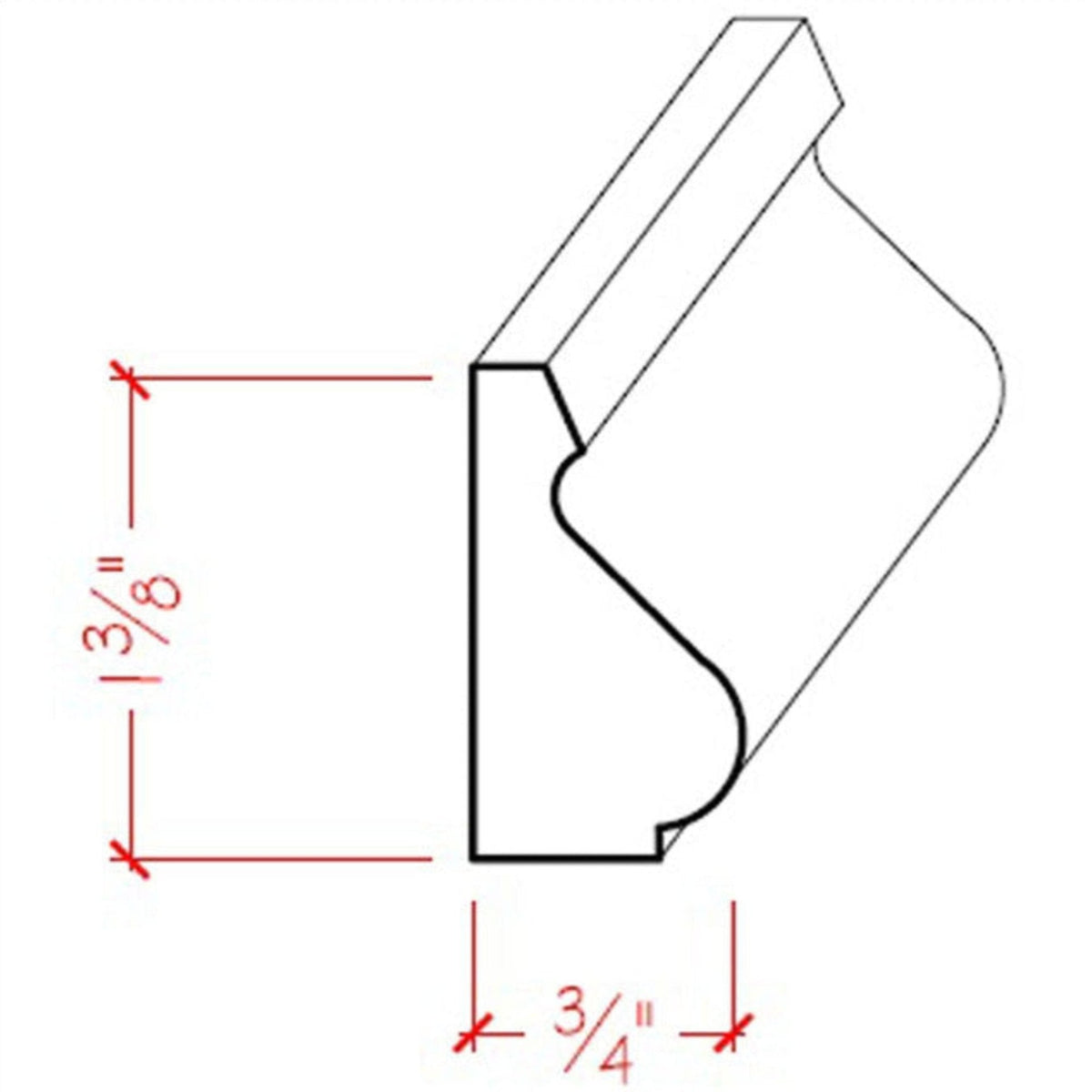  Base Cap Molding EWBC14 Line Drawing