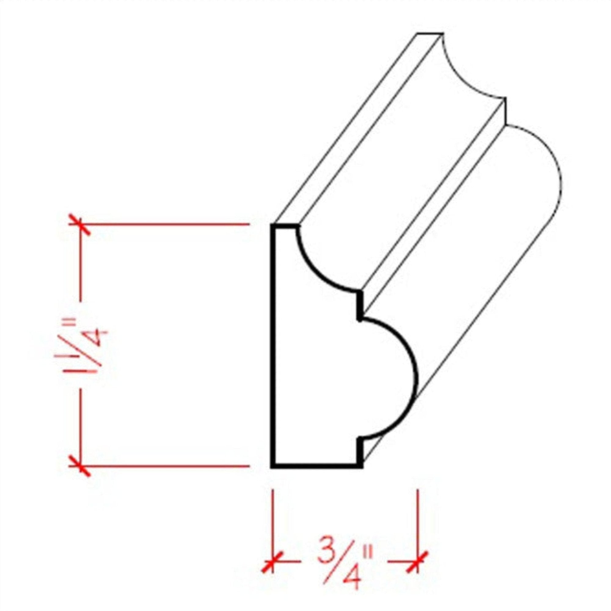 Poplar Nose and Cove Base Cap Trim Molding EWBC27-P