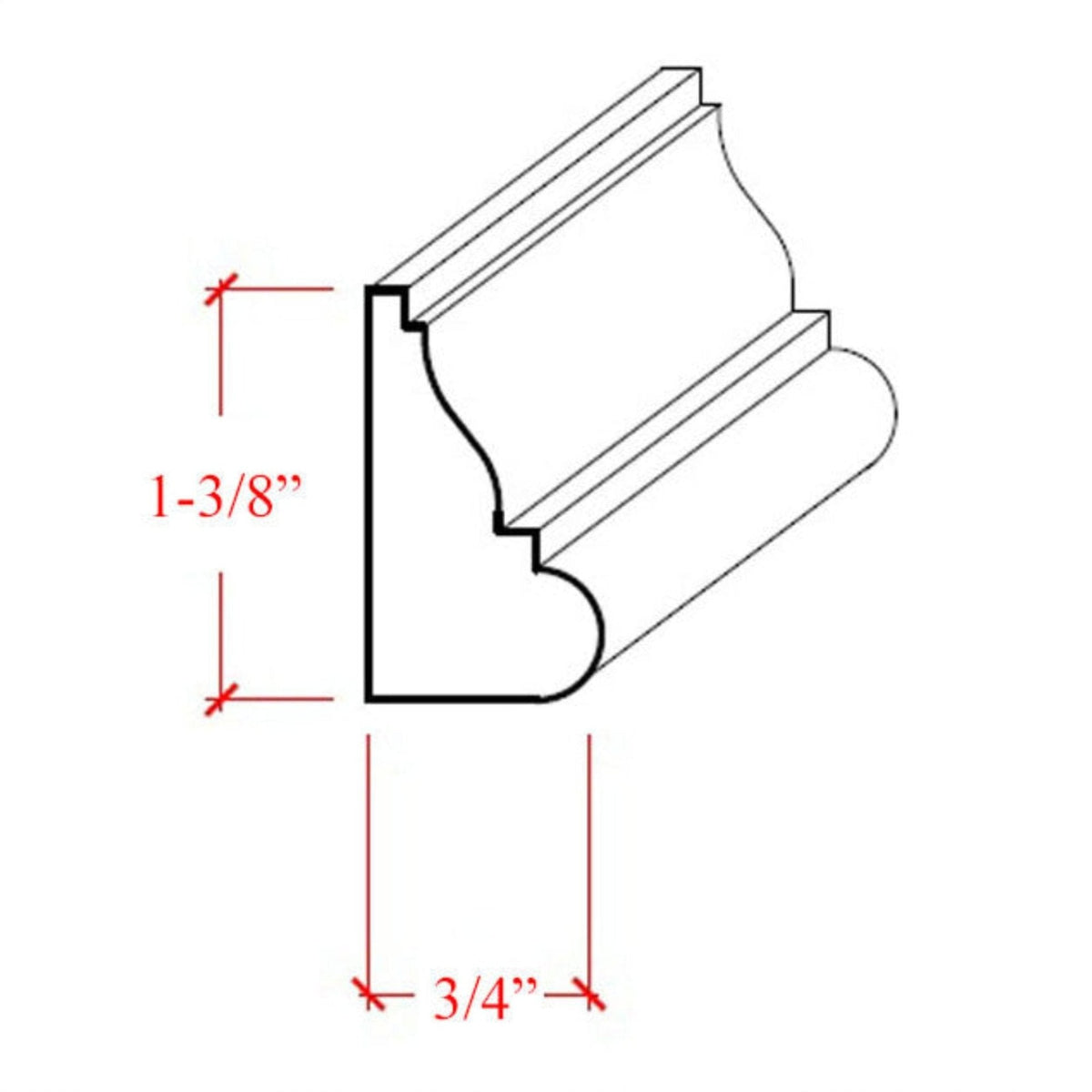 Base Cap Molding EWBC28 Line Drawing