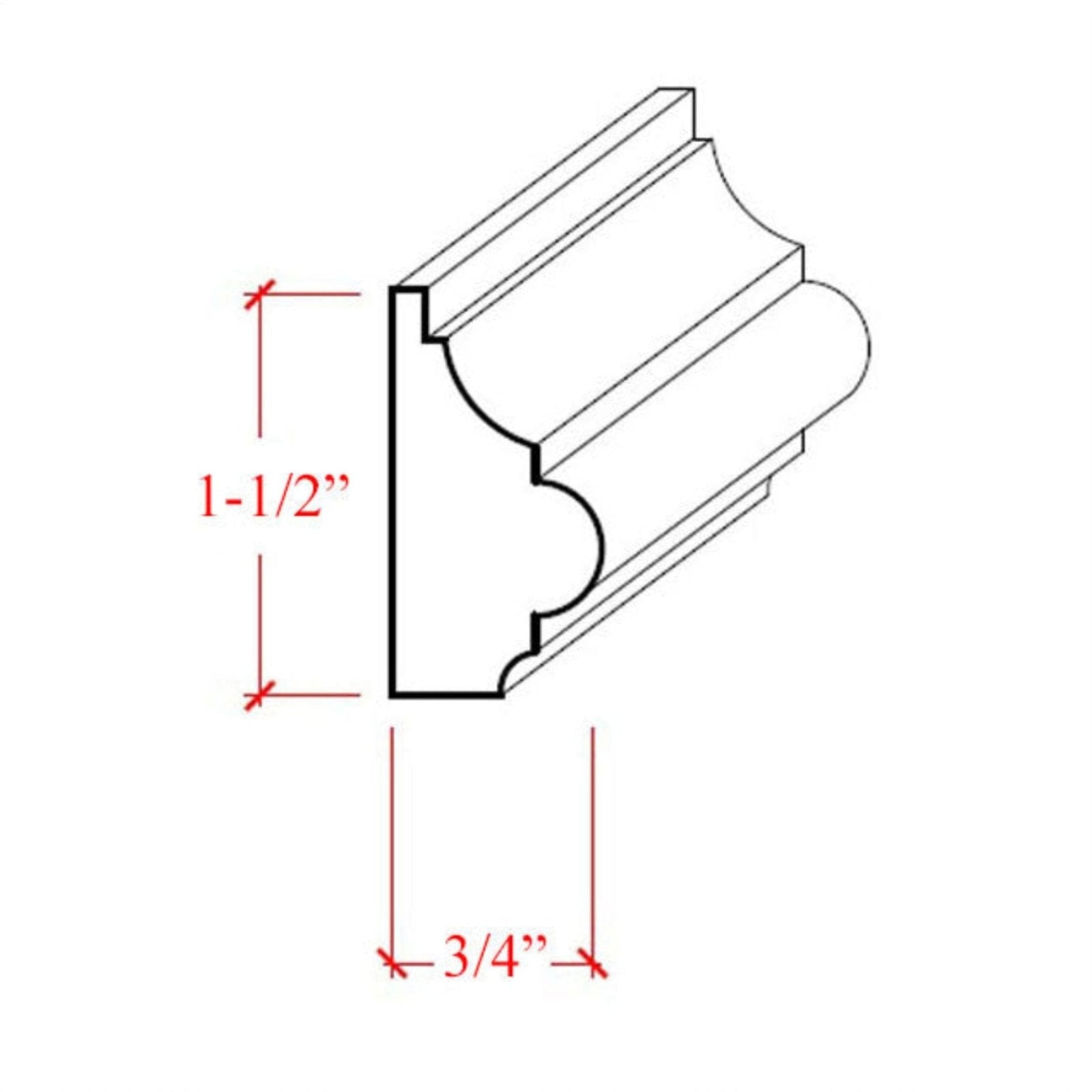 Poplar Nose and Cove Base Cap Trim Molding EWBC29-P