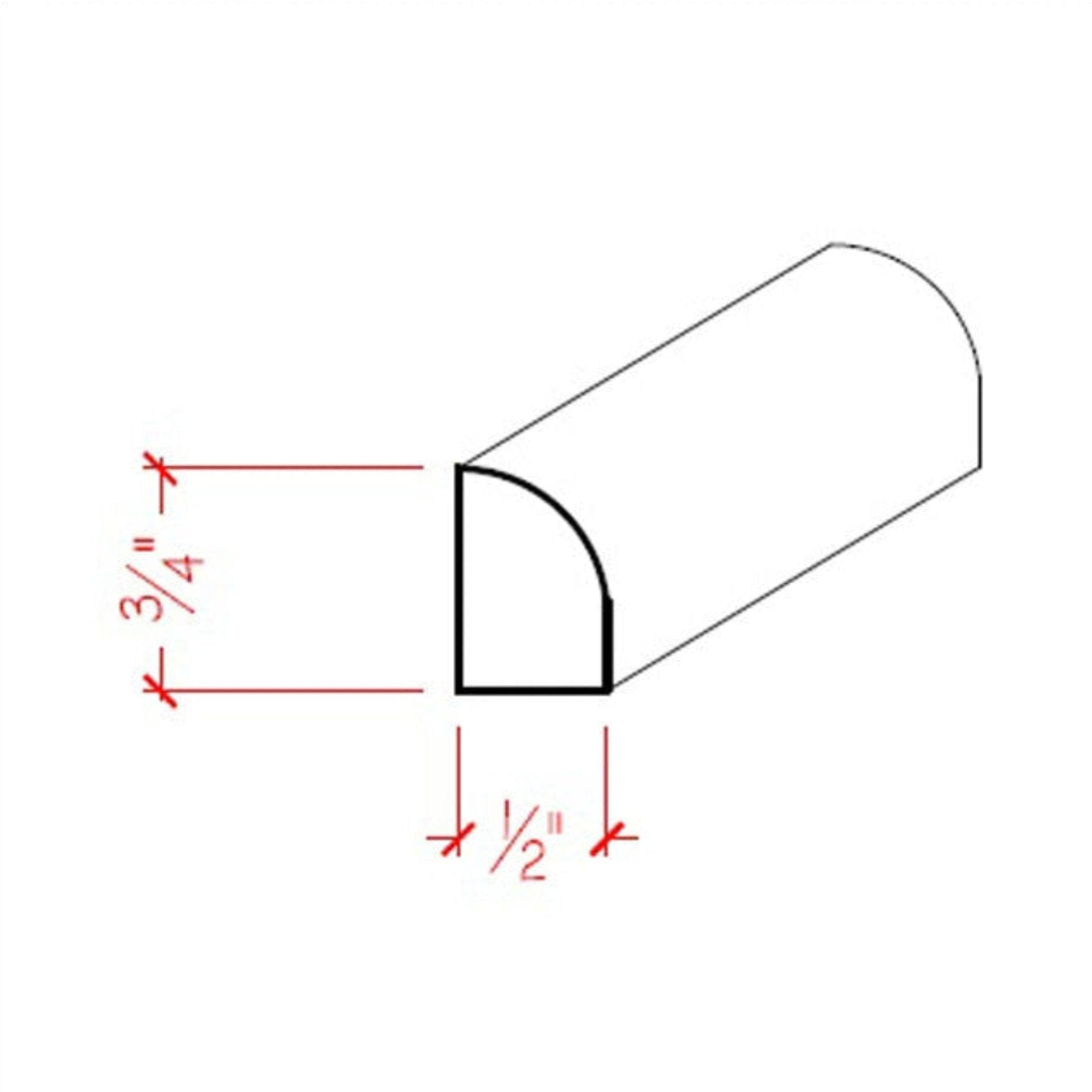 Poplar Radius Round Edge Baseboard Shoe Trim EWBS11-P