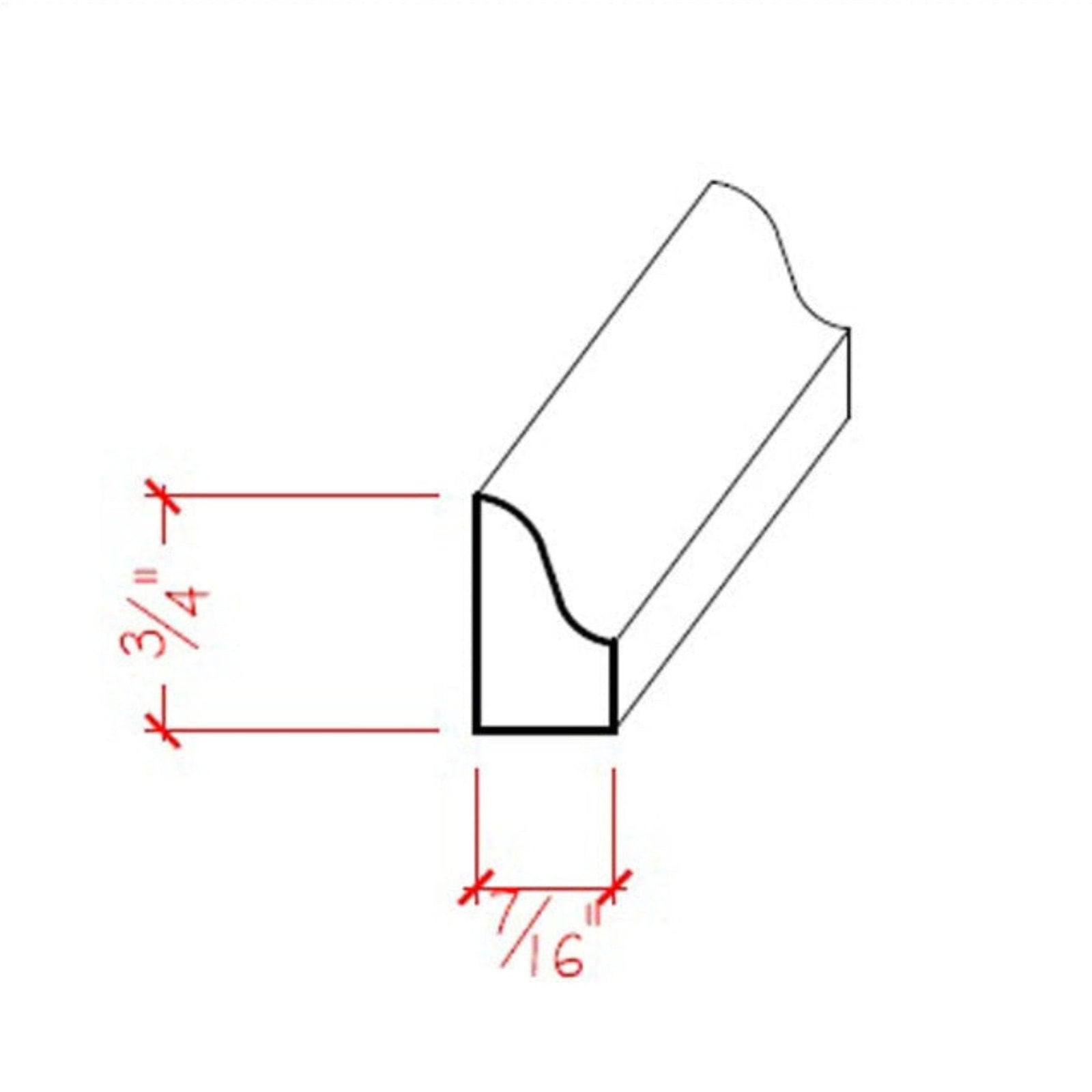 Poplar Ogea Style Baseboard Shoe Trim EWBS15-P