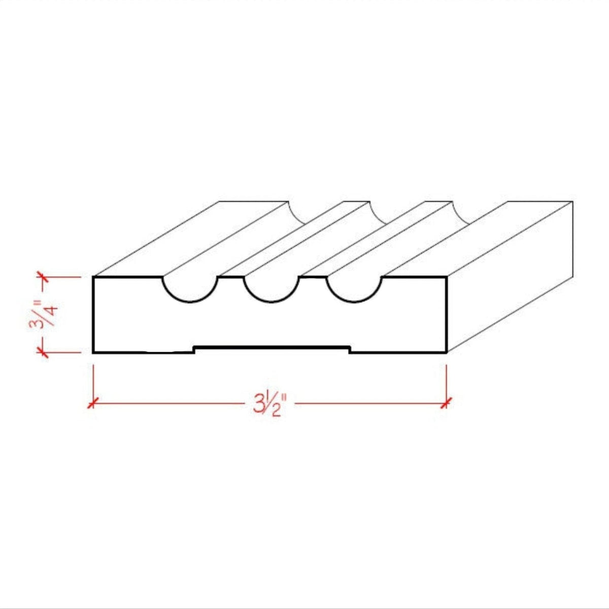 Fluted Casing Trim EWCA46 Line Drawing