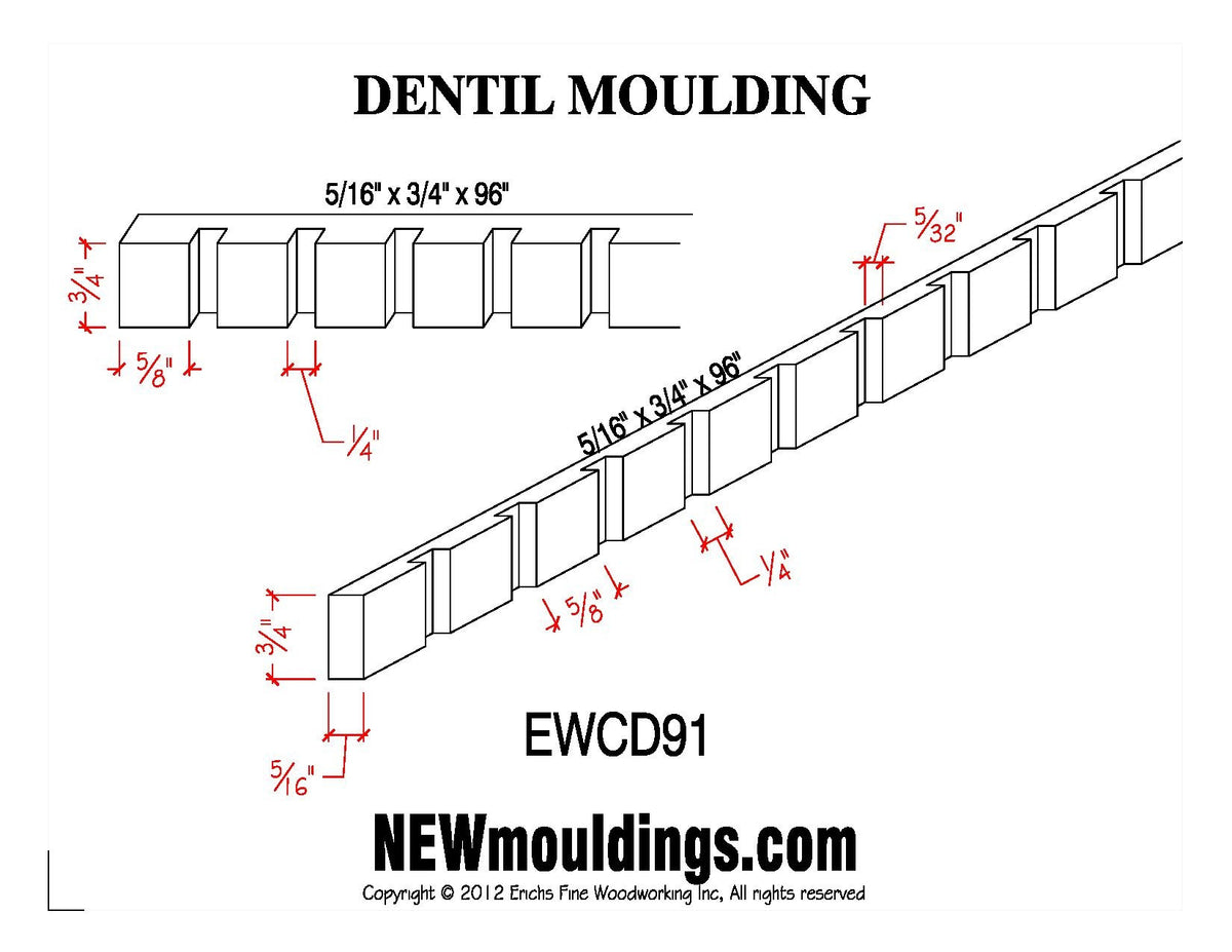 Dentil Molding EWCD91 Line Drawing