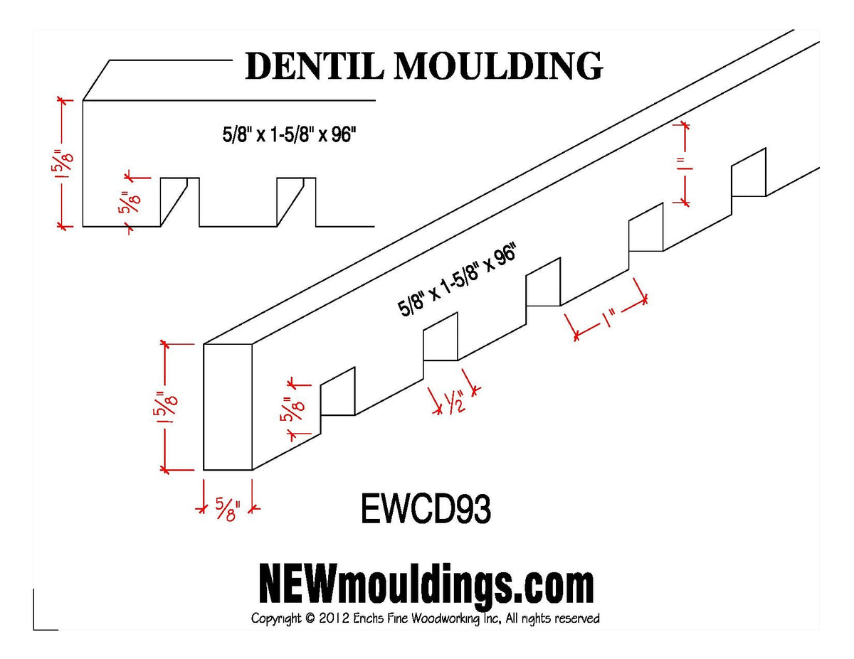 Dentil Molding EWCD93 Line Drawing