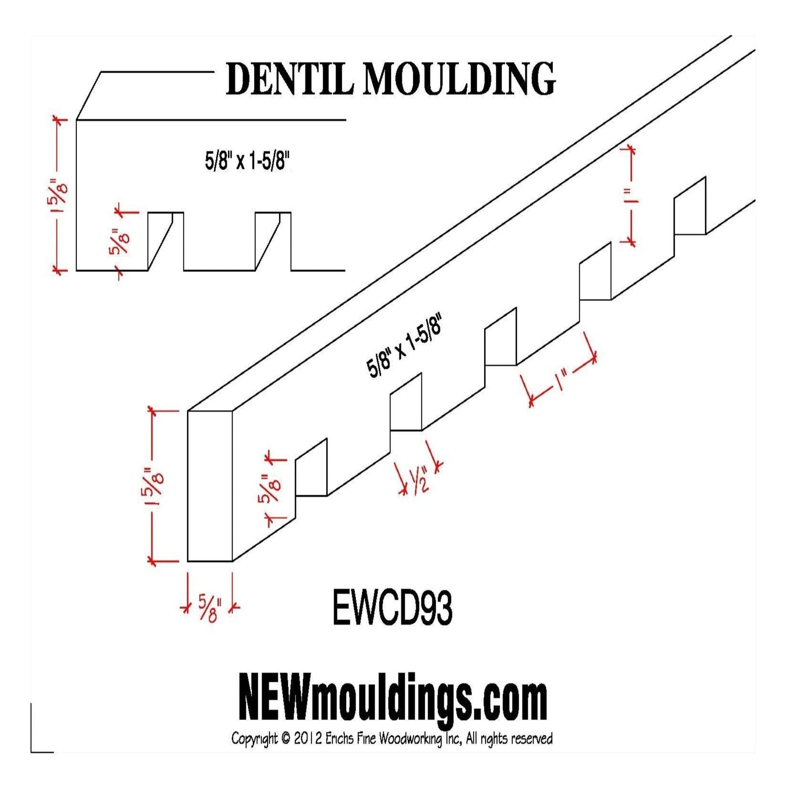 Poplar Large Dentil Trim Molding EWCD93-P