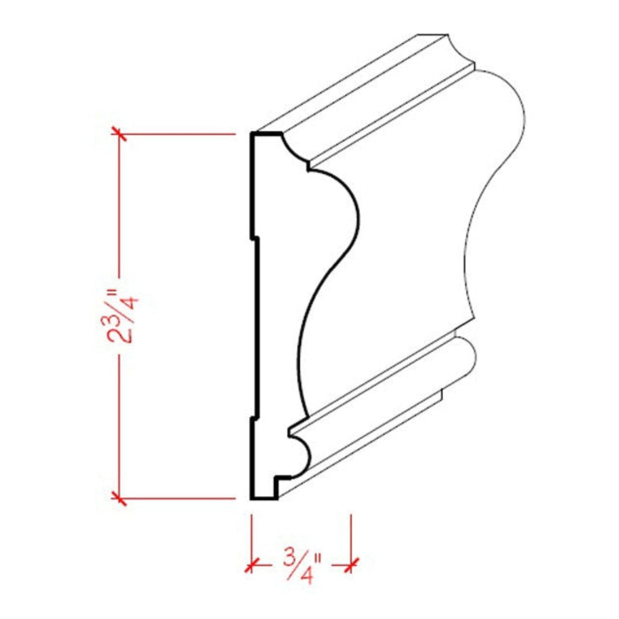 Poplar Colonial Chair Rail Trim Moulding EWCH11-P