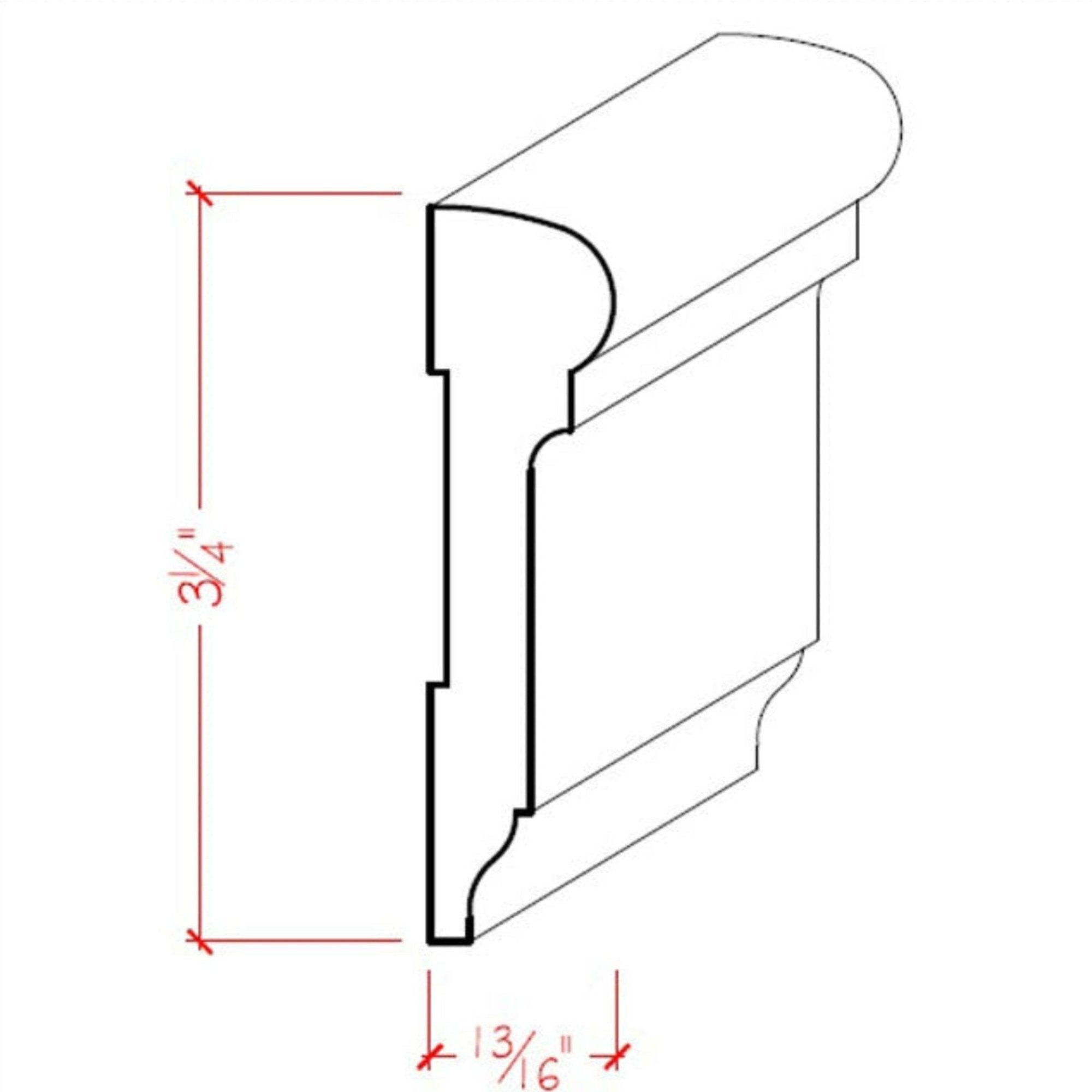 Poplar Chair Rail Trim Moulding EWCH17-P