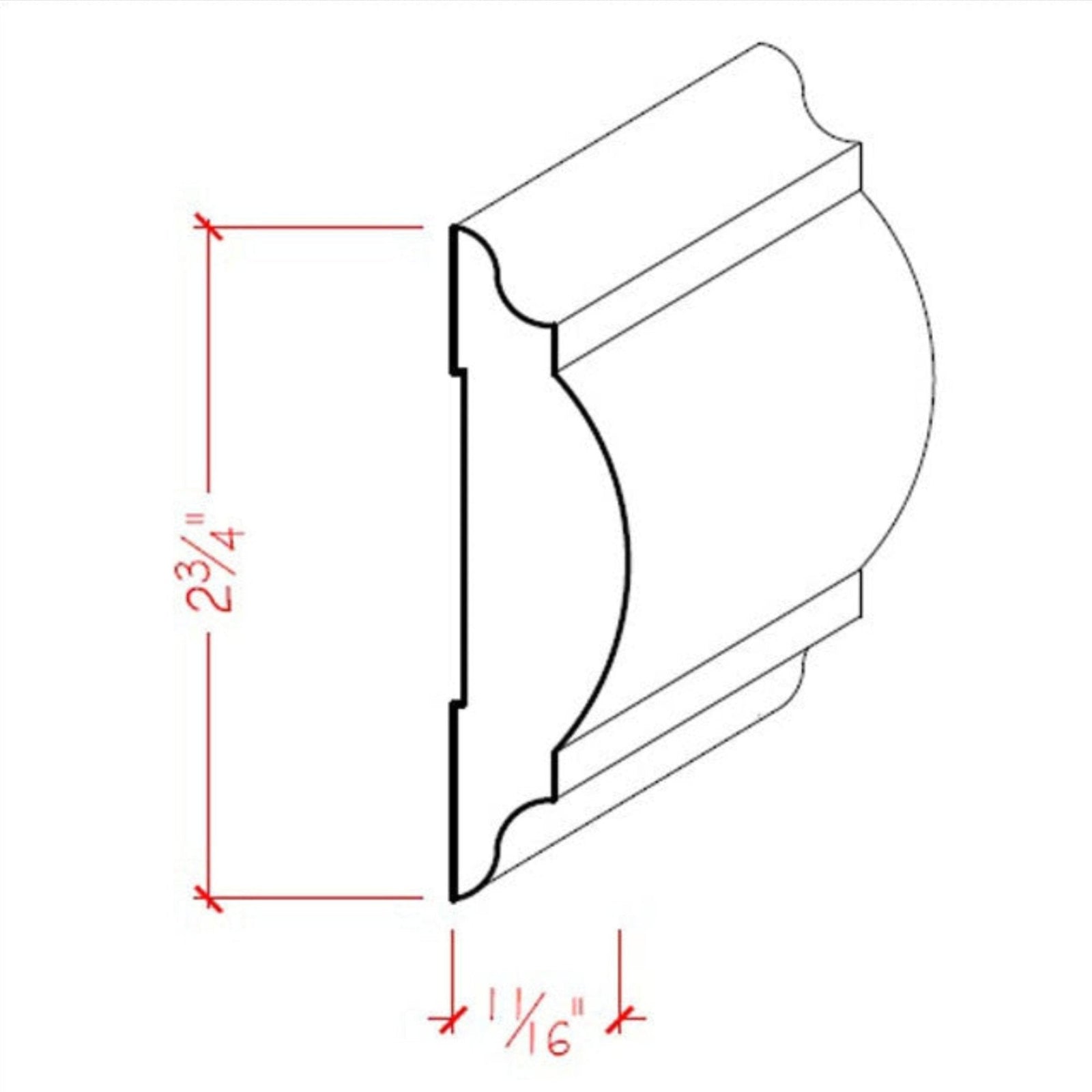Poplar Chair Rail Trim Moulding EWCH20-P