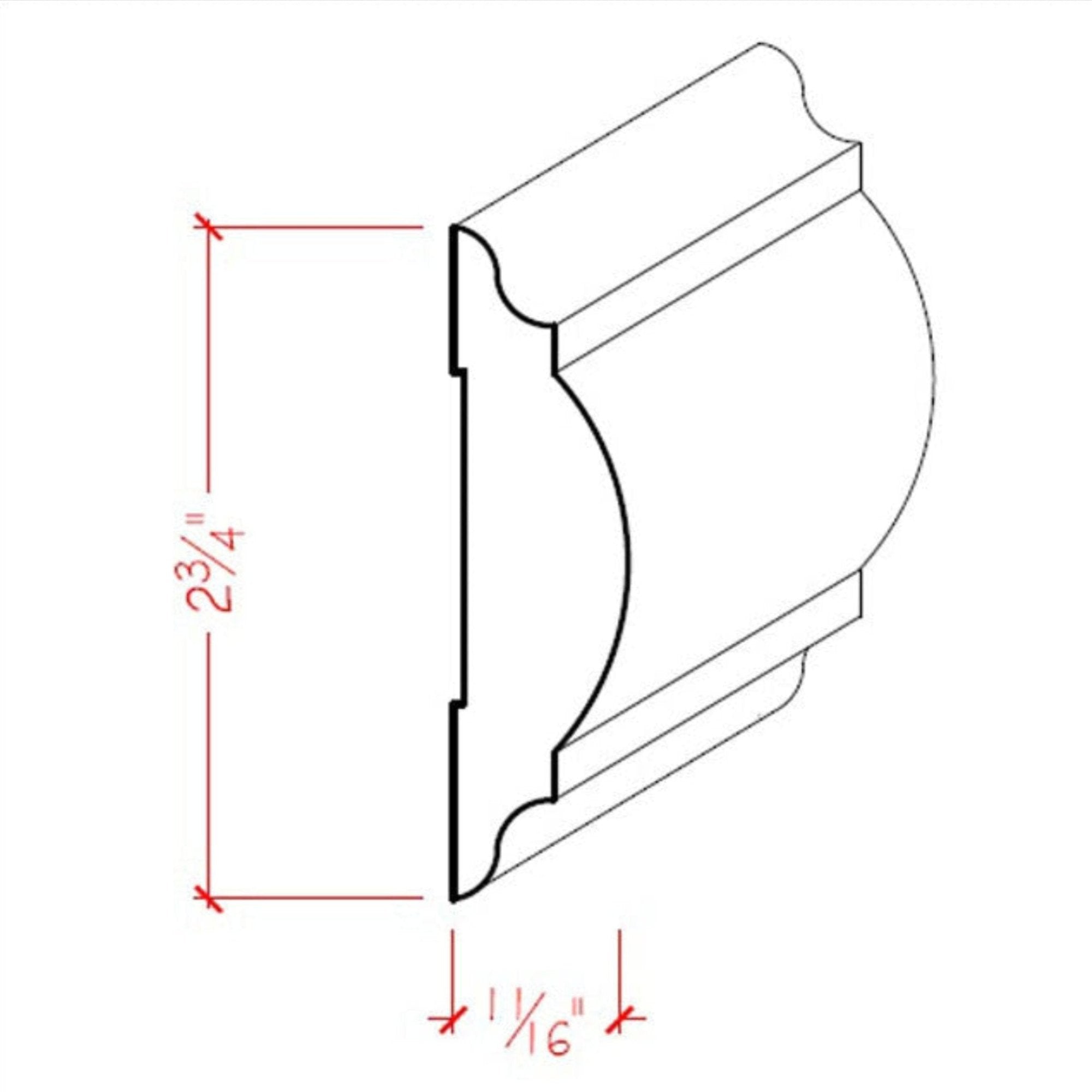 Poplar Chair Rail Trim Moulding EWCH20-P
