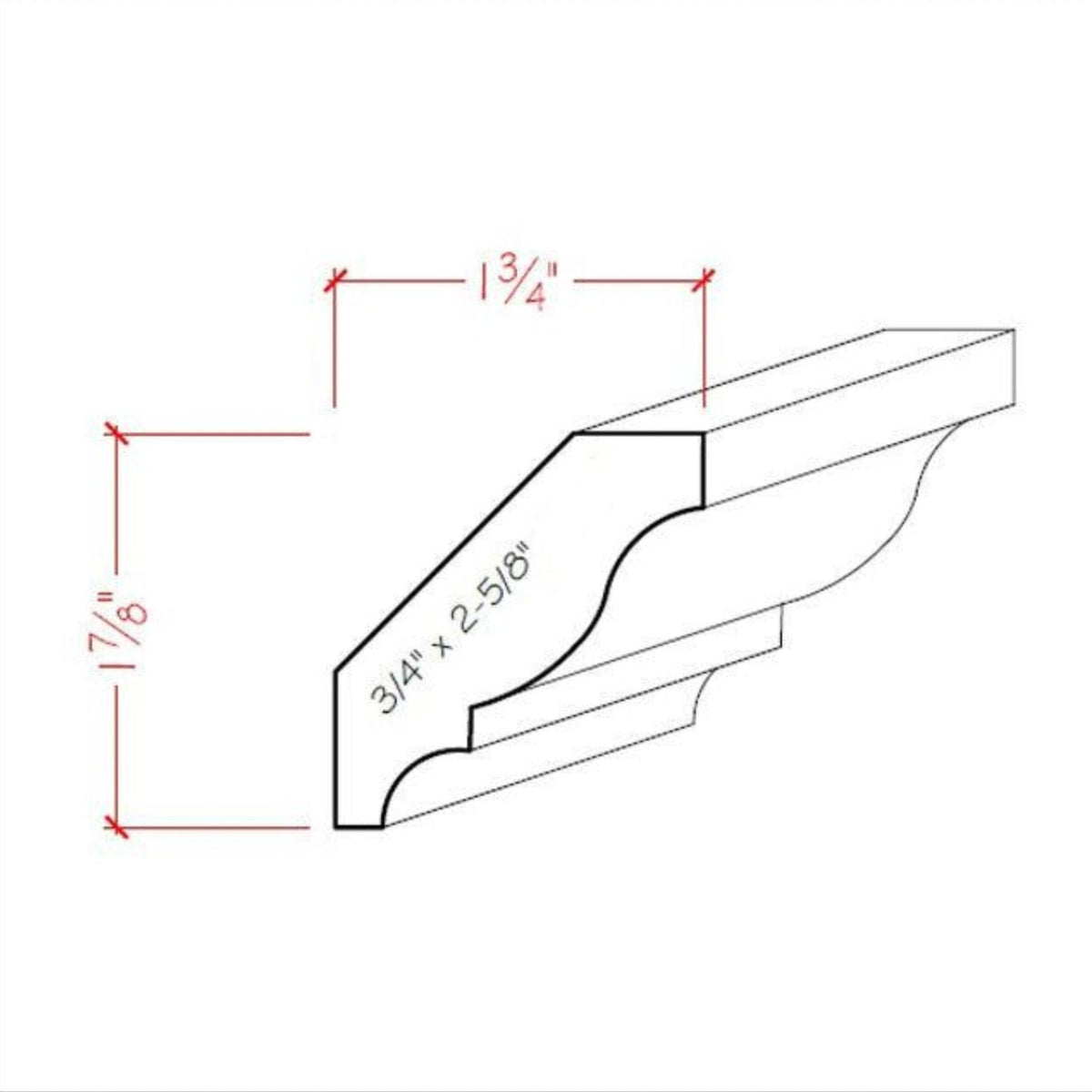 Colonial Crown Molding EWCR11 Line Drawing