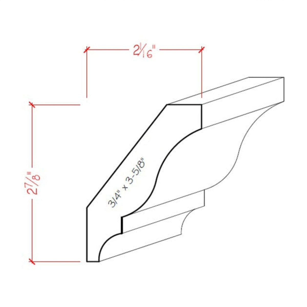 Colonial Crown Molding EWCR12 Line Drawing