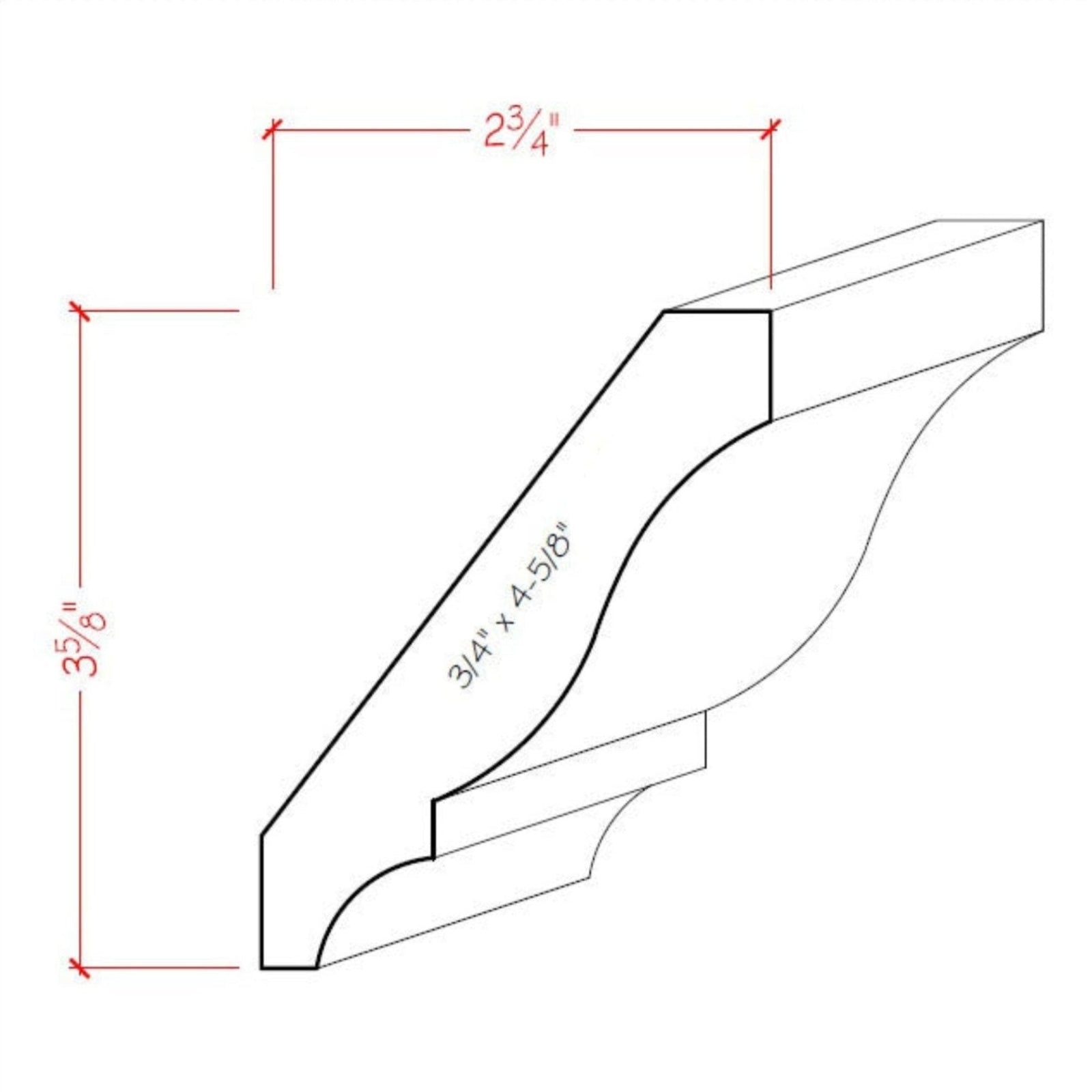 Poplar Colonial Crown Moulding Trim EWCR13-P
