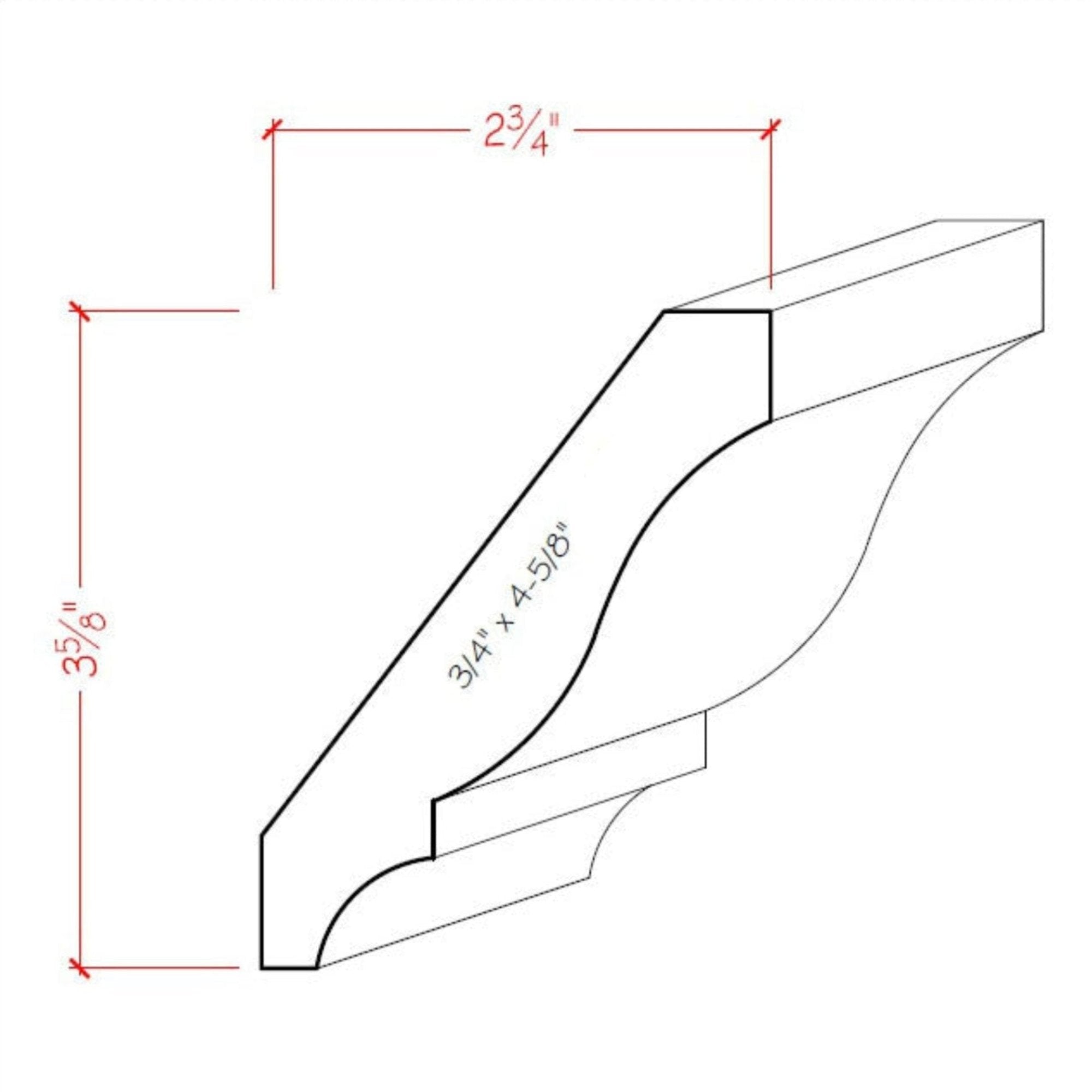 Poplar Colonial Crown Moulding Trim EWCR13-P