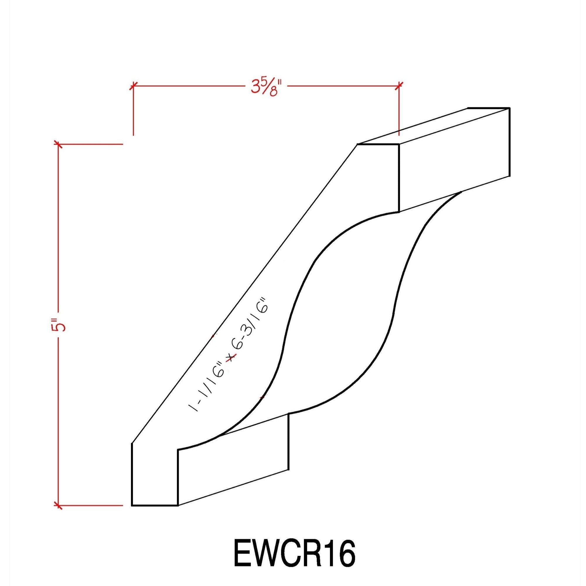 Poplar Colonial Crown Moulding Trim EWCR16-P