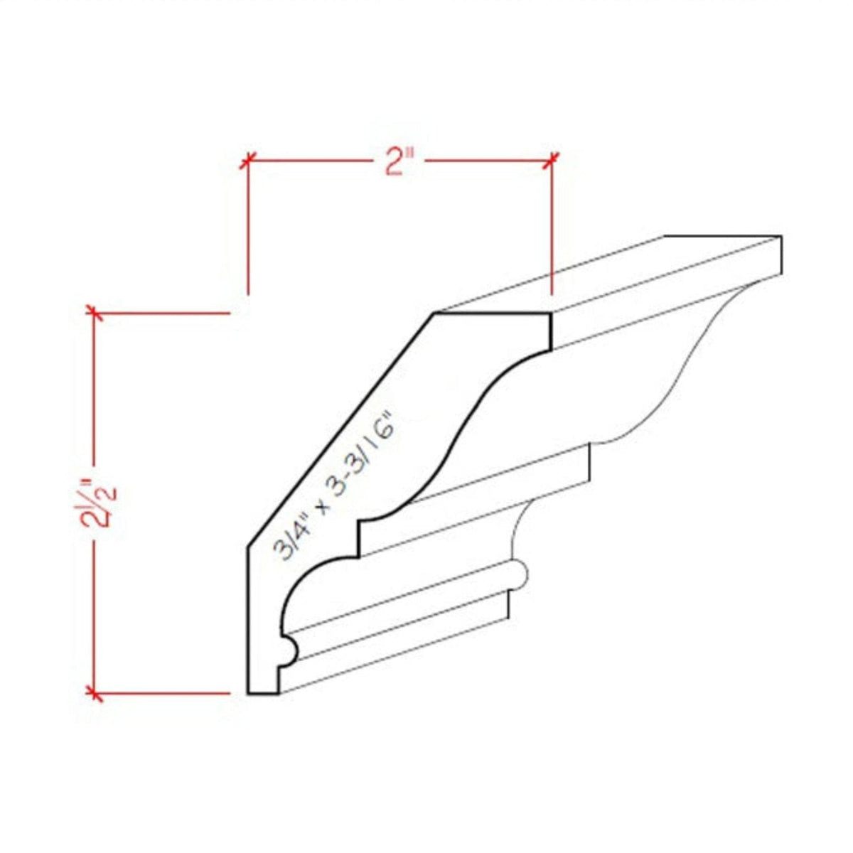 Crown Molding EWCR17 Line Drawing