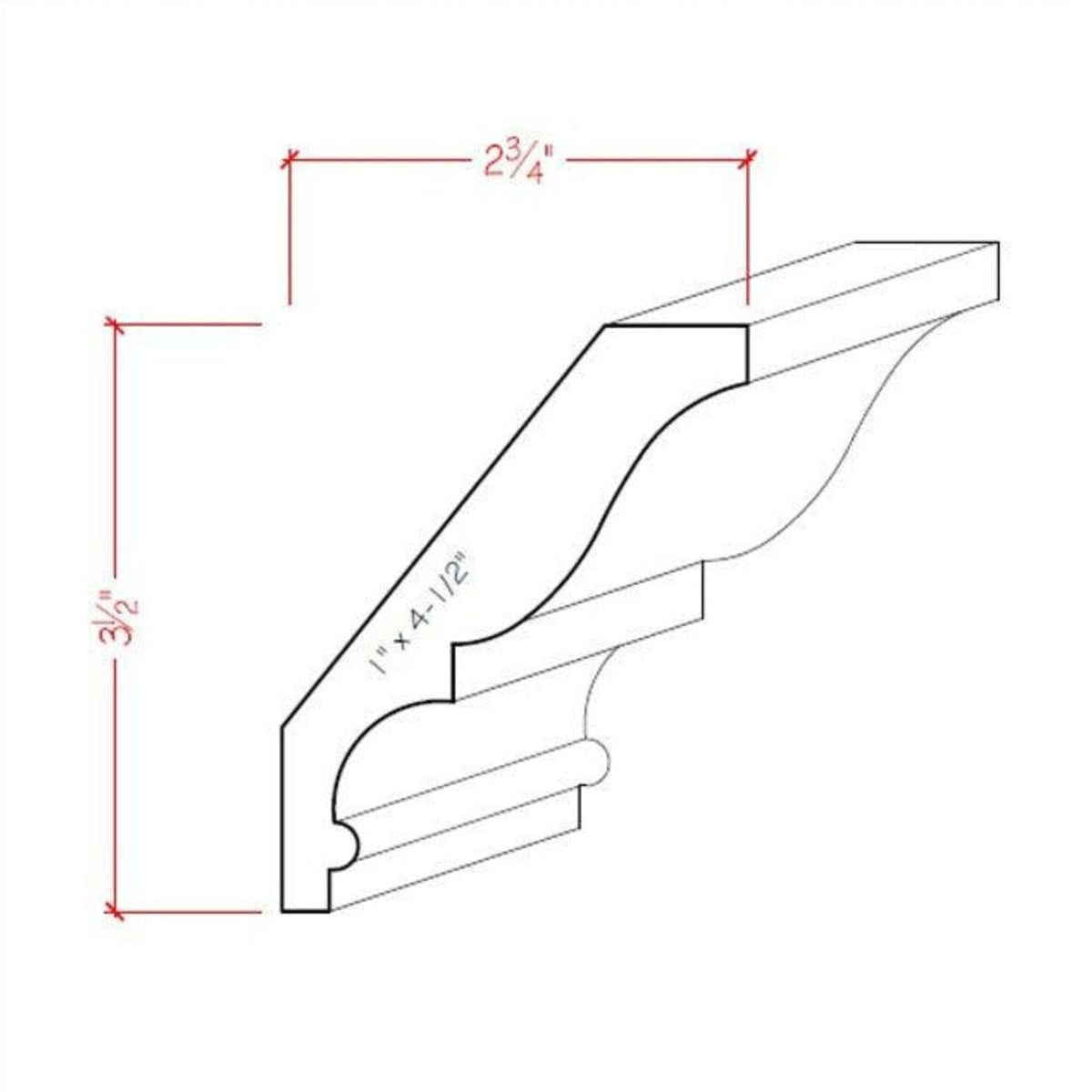 Crown Molding EWCR18 Line Drawing