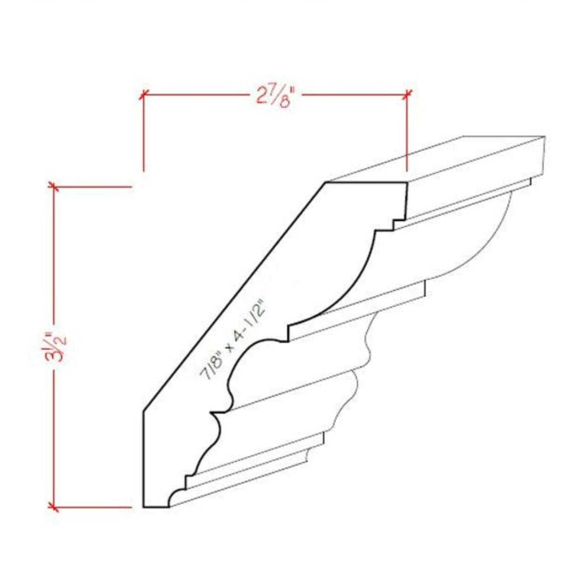 Crown Molding EWCR30 Line Drawing