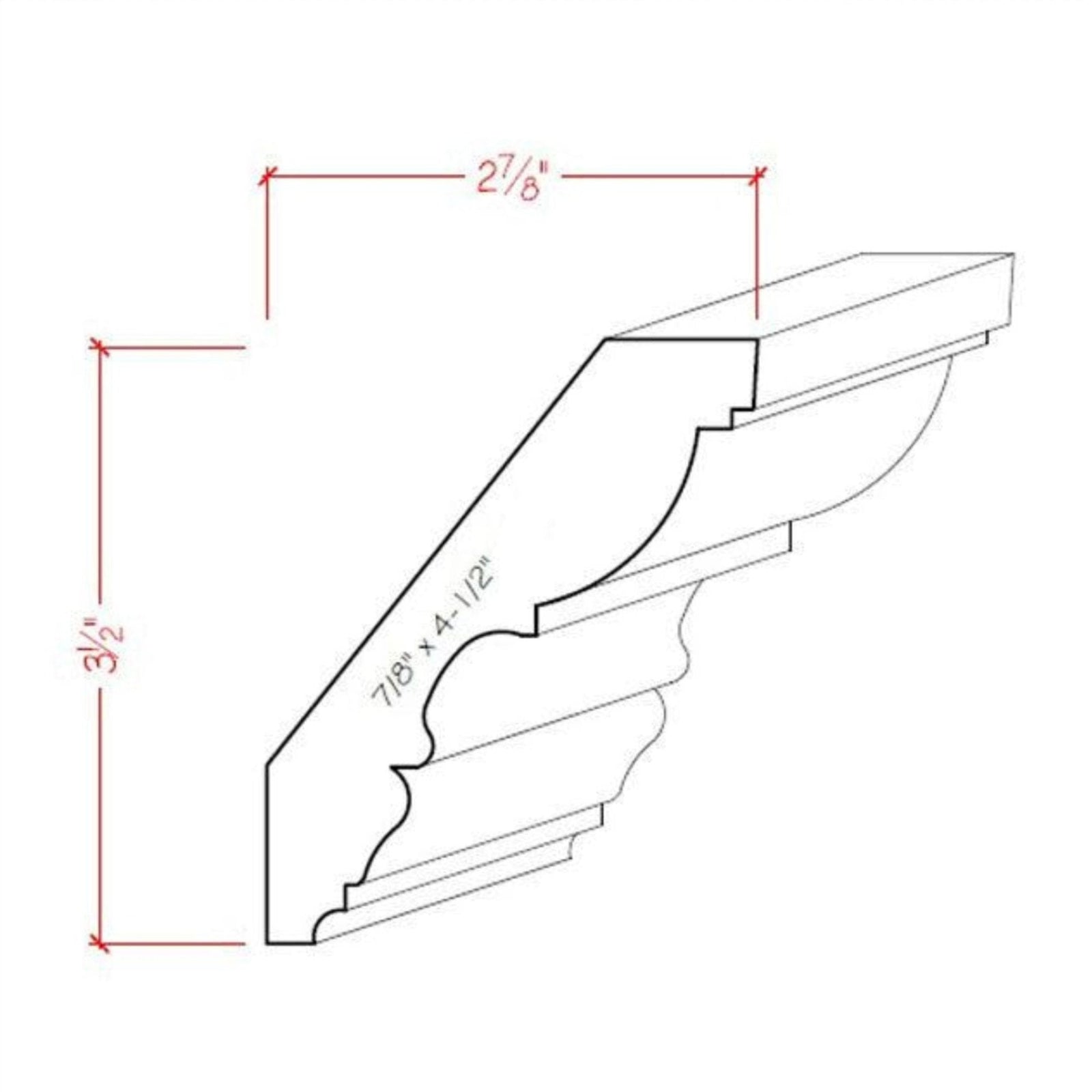 Poplar Traditional Crown Moulding Trim EWCR30-P