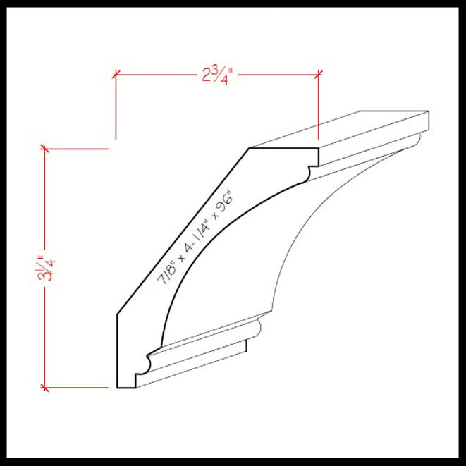 Cove Crown Molding EWCR43 Line Drawing