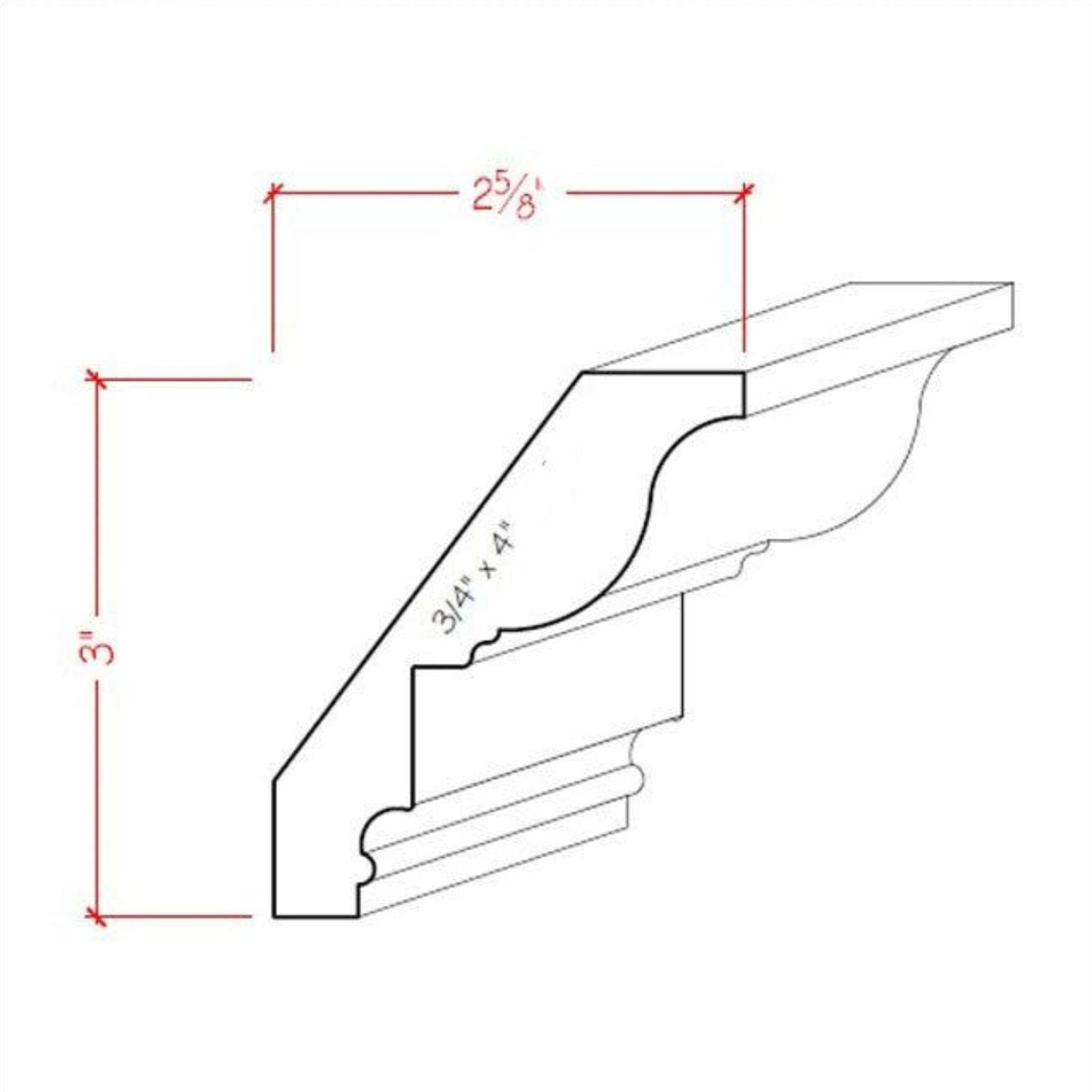 Poplar Colonial Crown Moulding Trim EWCR47-P