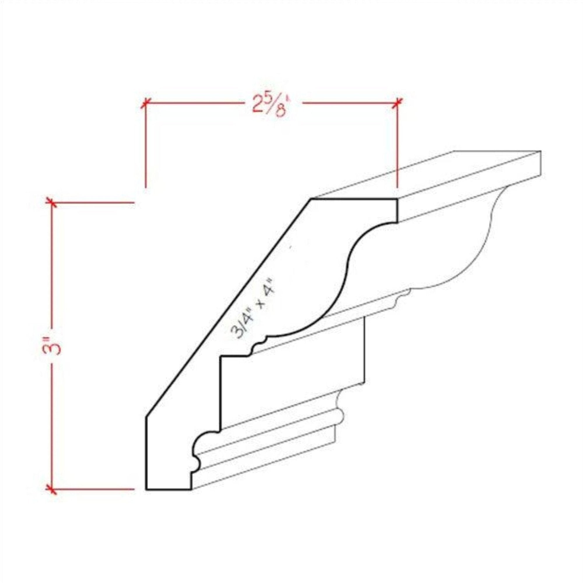 Poplar Colonial Crown Moulding Trim EWCR47-P