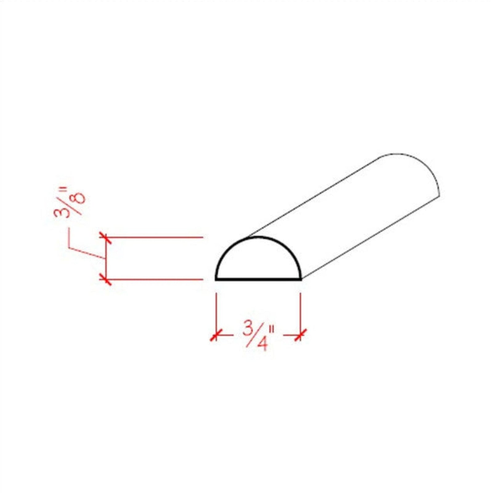 Poplar Half Round Moulding Trim EWHR11-P