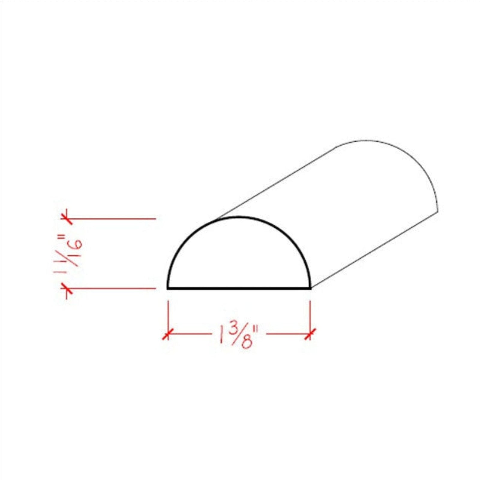 Poplar Half Round Moulding Trim EWHR12-P