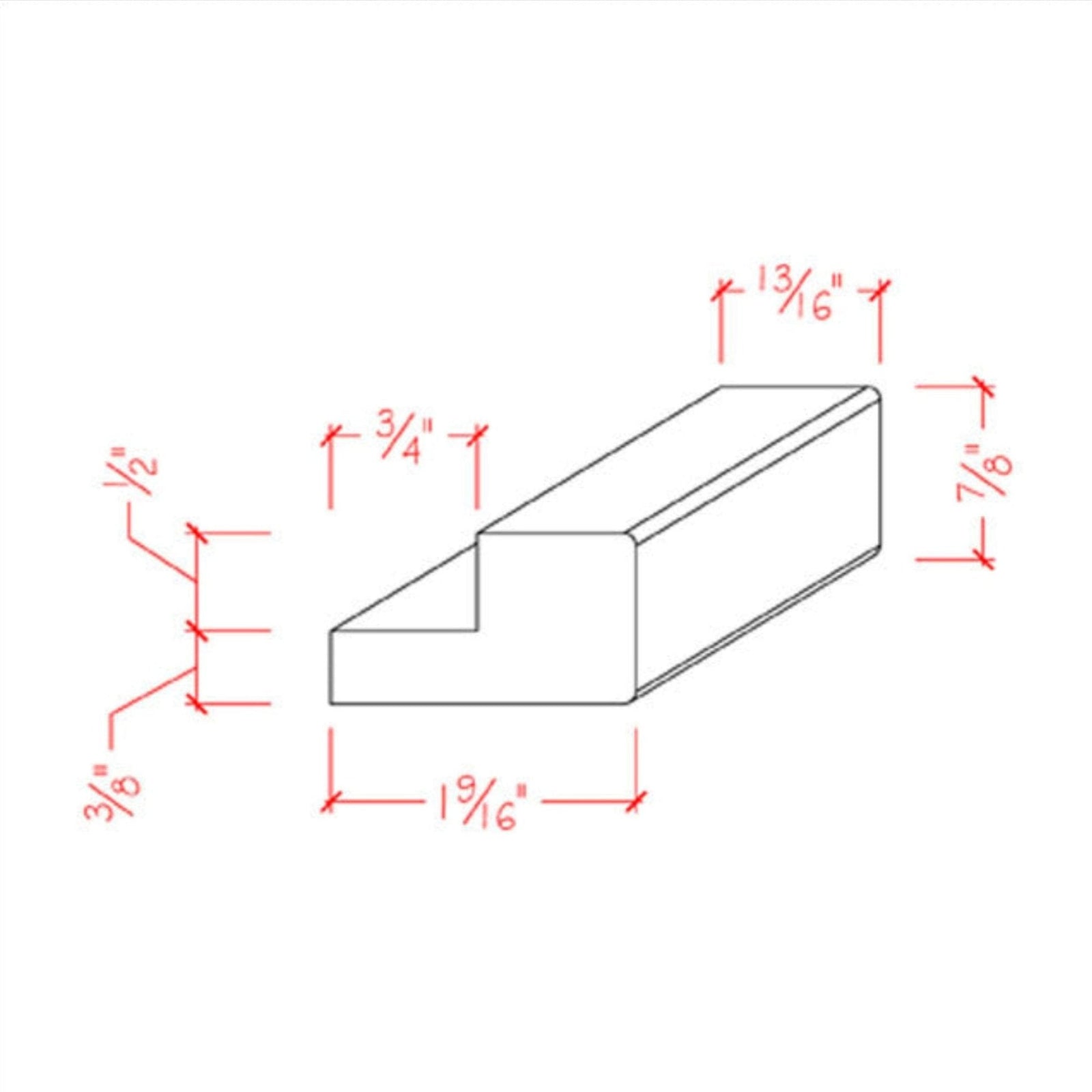 Maple Kitchen Cabinet Square Light Rail Moulding EWLR11-M