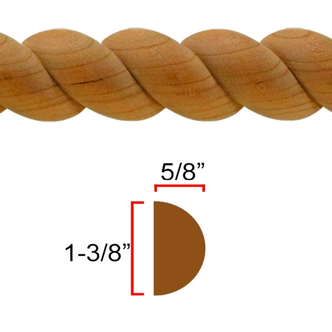 Cherry Wood Rope Molding EWRM14