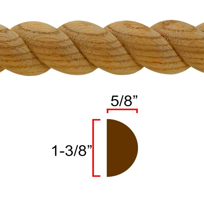 Red Oak Wood Rope Molding EWRM14