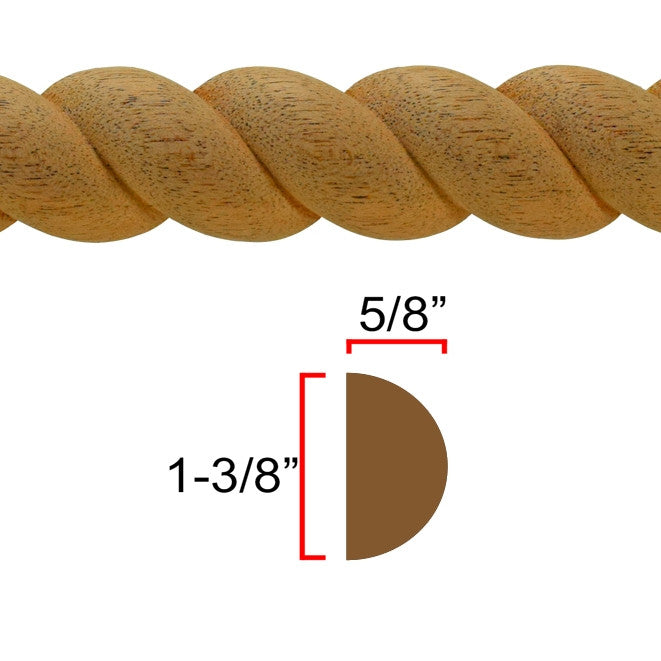 Sapele Mahogany Wood Rope Molding EWRM14