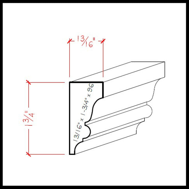 Solid Wood Crown Molding EWSC11 Line Drawing