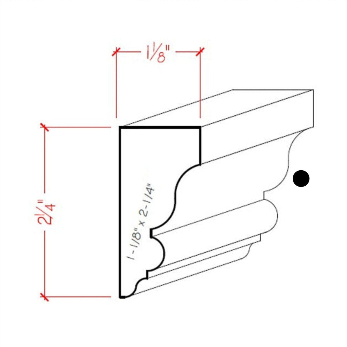 Solid Wood Crown Molding EWSC12 Line Drawing