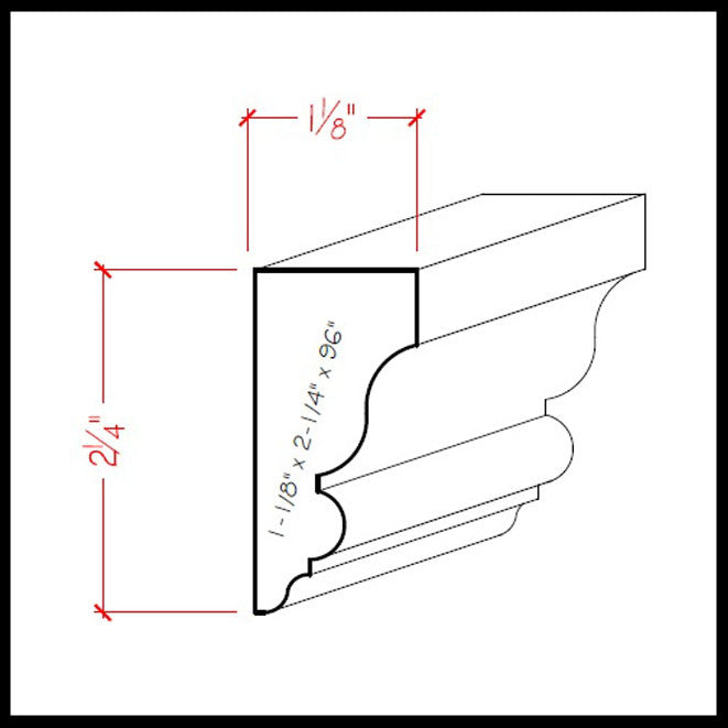 Solid Wood Crown Molding EWSC12 Line Drawing