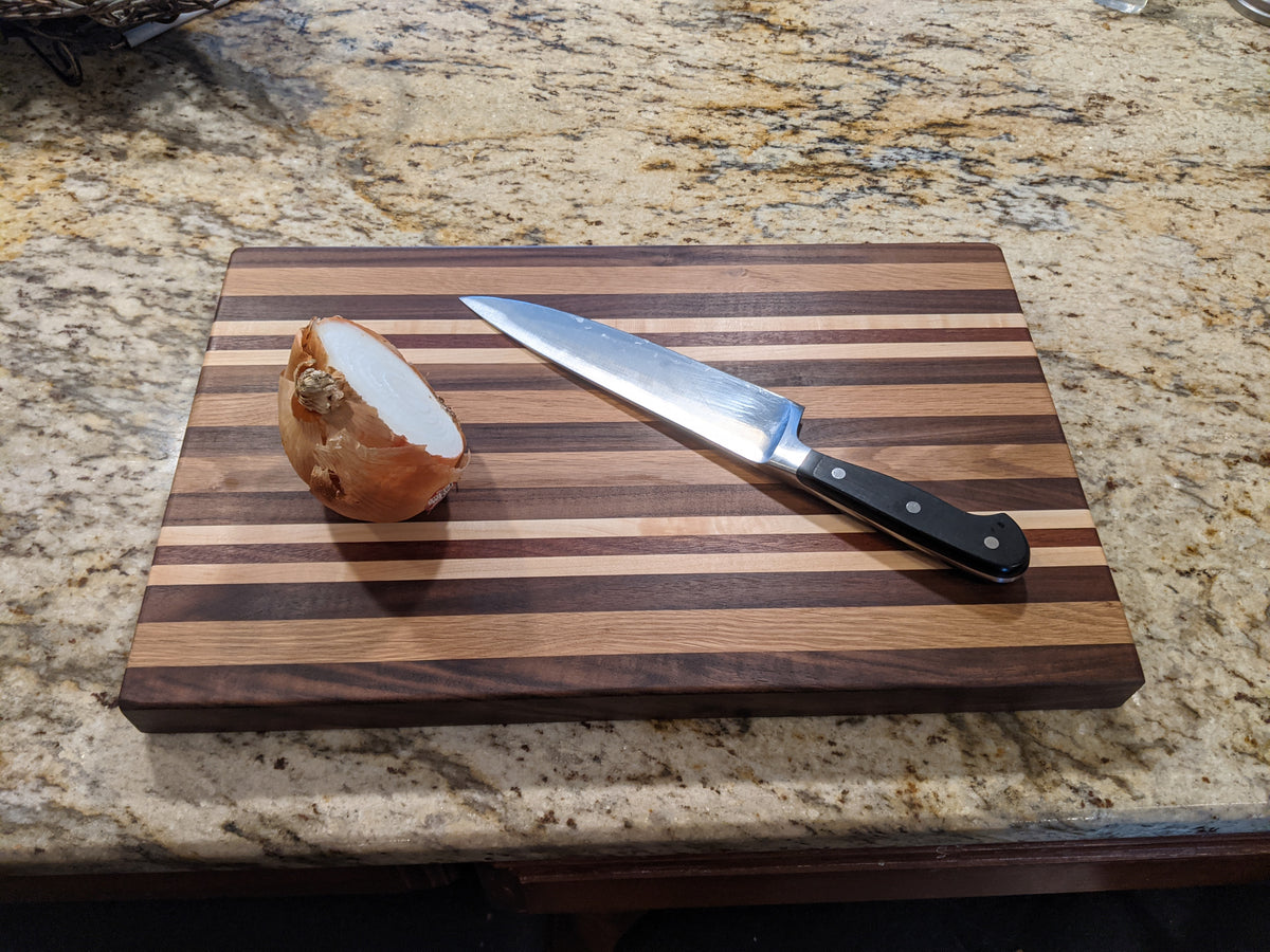 Premium Hardwood Cutting Board - Striped Pattern - 11 inches x 18 inches